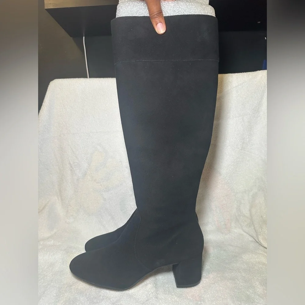ANTONIO MELANI Parsena Black Staple Over the Knee Leather Boots 10M